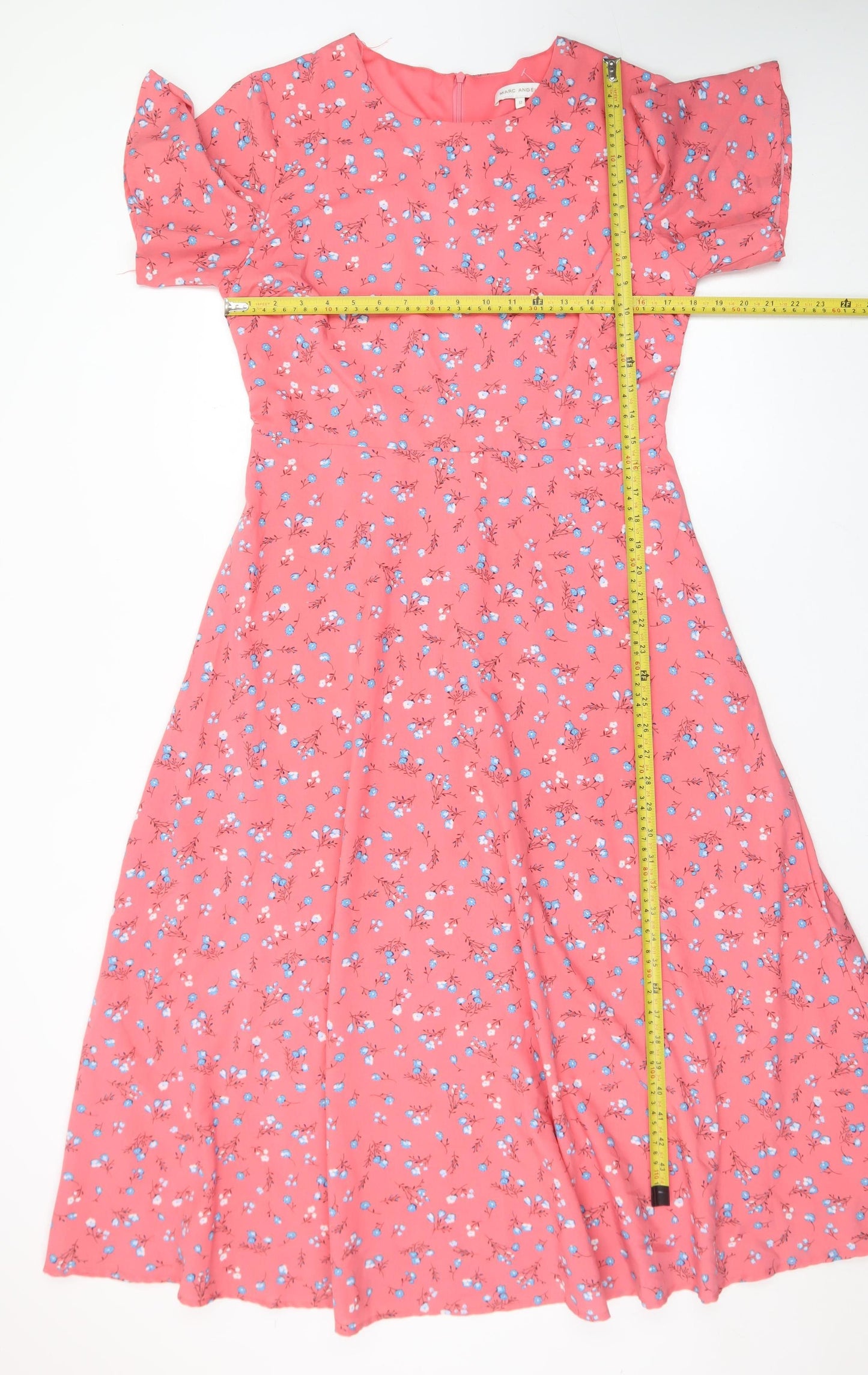 Marc Angelo Women's Pink Floral Midi A-Line Dress Size 12