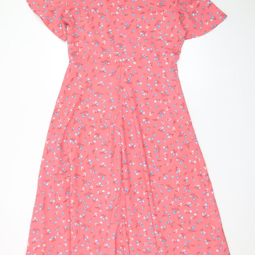 Marc Angelo Women's Pink Floral Midi A-Line Dress Size 12