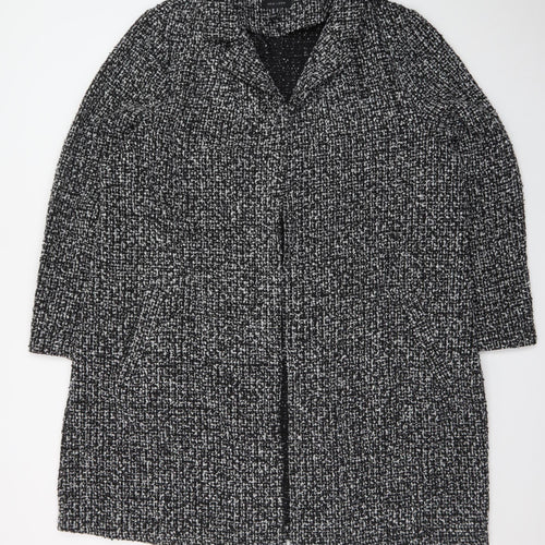 New Look Women's Black Tweed Long Overcoat Size 22