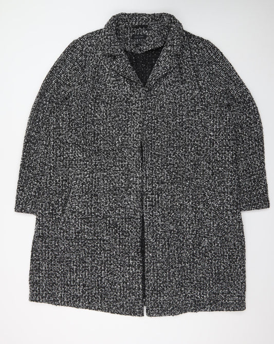 New Look Women's Black Tweed Long Overcoat Size 22