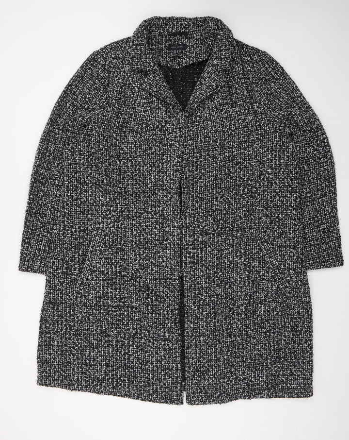 New Look Women's Black Tweed Long Overcoat Size 22