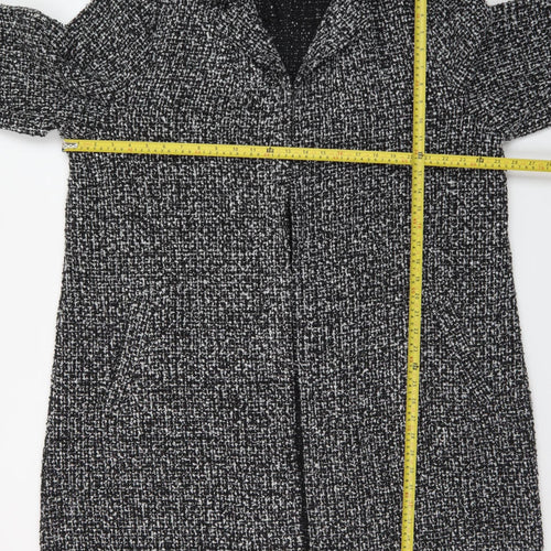 New Look Women's Black Tweed Long Overcoat Size 22