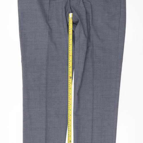 Marks and Spencer Men's Grey Regular Fit Wool Blend Dress Trousers 38W 31L