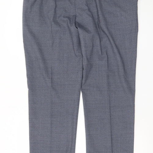 Marks and Spencer Men's Grey Regular Fit Wool Blend Dress Trousers 38W 31L