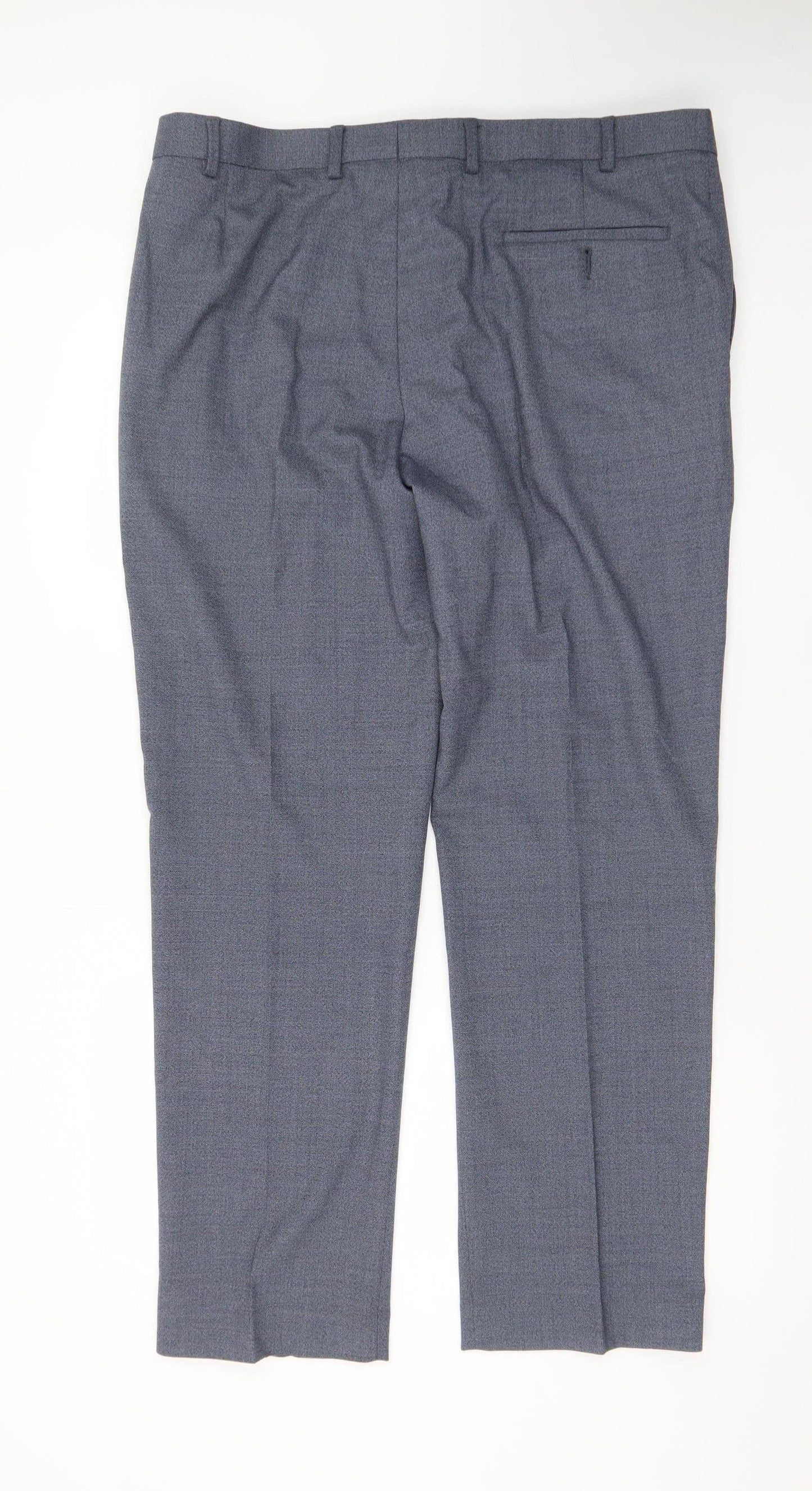 Marks and Spencer Men's Grey Regular Fit Wool Blend Dress Trousers 38W 31L