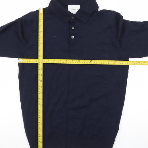 Skopes Men's Blue Collared Wool Henley Jumper M