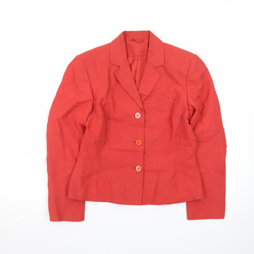 Principles Petite Red Linen Blend Single-Breasted Blazer Size 10
