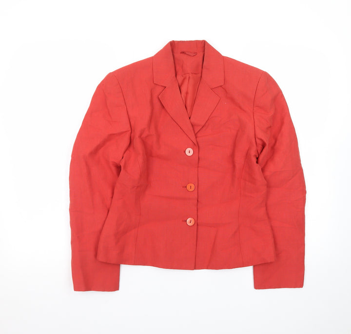 Principles Petite Red Linen Blend Single-Breasted Blazer Size 10
