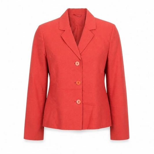 Front view of Principles Petite Red Linen Blend Single-Breasted Blazer, size 10