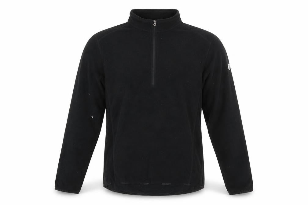 Front view of TOG24 men’s black fleece 1/2 zip pullover sweatshirt, size M