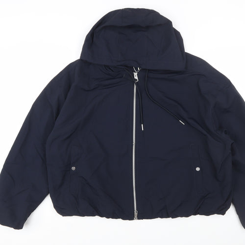 Marks and Spencer Womens Blue Hooded Windbreaker Jacket L