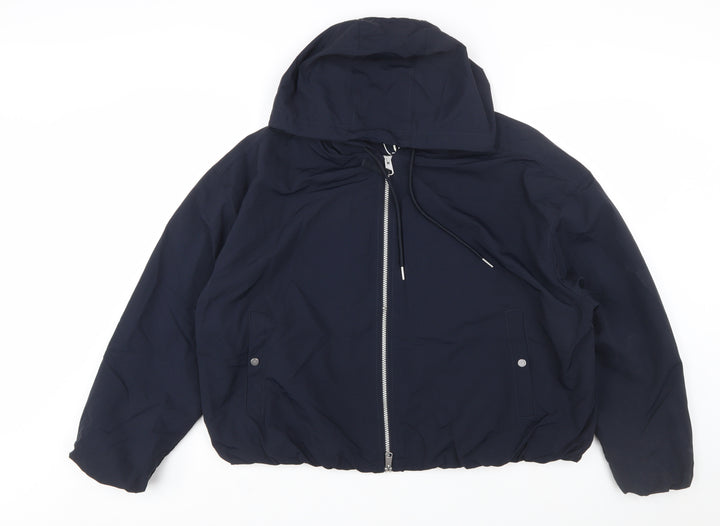 Marks and Spencer Womens Blue Hooded Windbreaker Jacket L