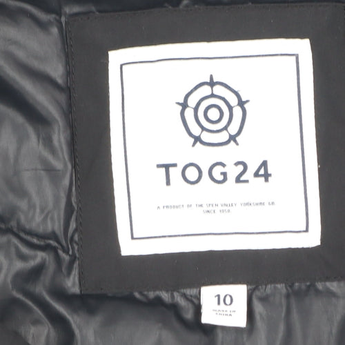 TOG24 Womens Black Long Puffer Coat Size 10 Hooded Winter Jacket