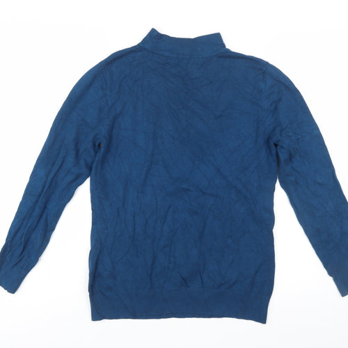 Monsoon Women's Blue Beaded Mock Neck Knit Jumper M