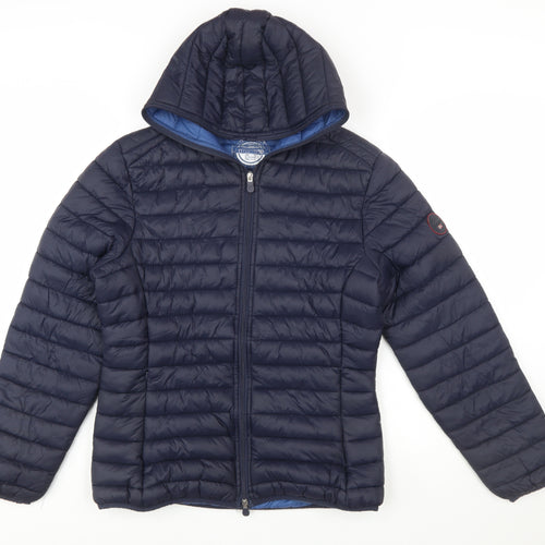 Geographical Norway Women's Blue Hooded Puffer Jacket UK 18