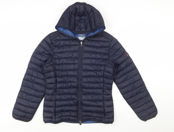 Geographical Norway Women's Blue Hooded Puffer Jacket UK 18