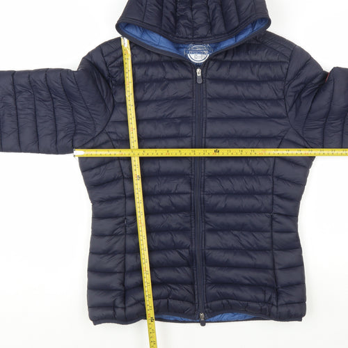 Geographical Norway Women's Blue Hooded Puffer Jacket UK 18