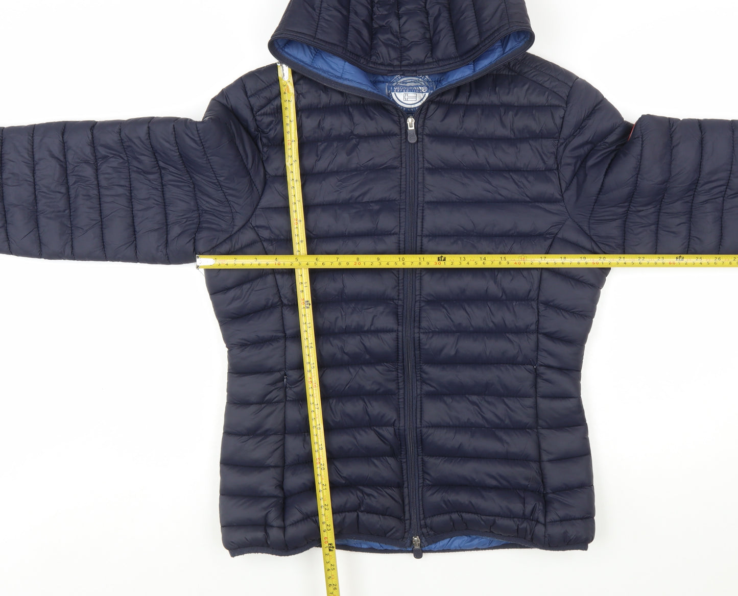 Geographical Norway Women's Blue Hooded Puffer Jacket UK 18