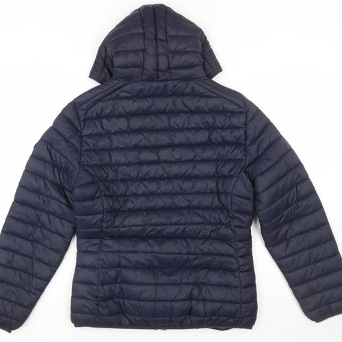 Geographical Norway Women's Blue Hooded Puffer Jacket UK 18