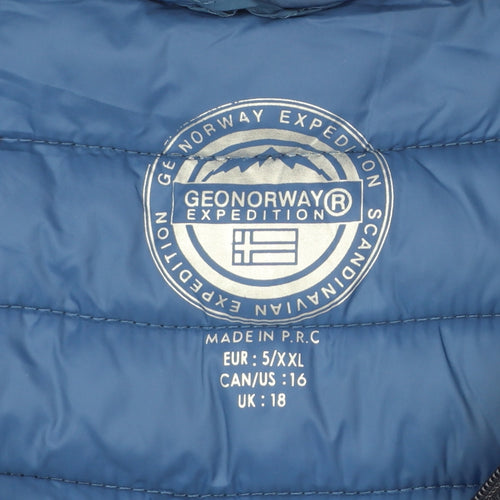 Geographical Norway Women's Blue Hooded Puffer Jacket UK 18