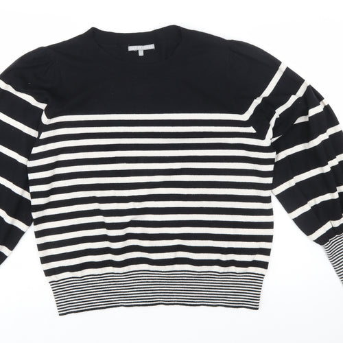 Oliver Bonas Women Black White Striped Crew Neck Pullover Jumper Size 18