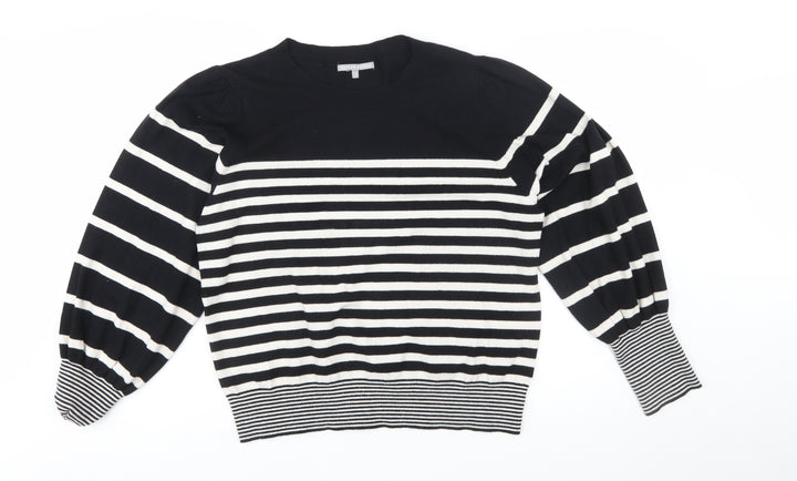 Oliver Bonas Women Black White Striped Crew Neck Pullover Jumper Size 18