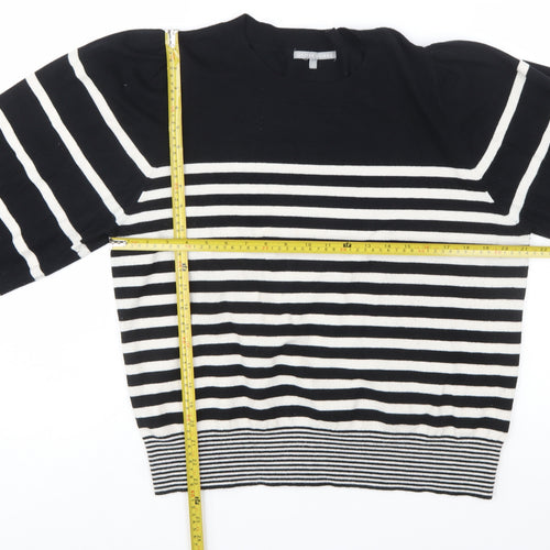 Oliver Bonas Women Black White Striped Crew Neck Pullover Jumper Size 18