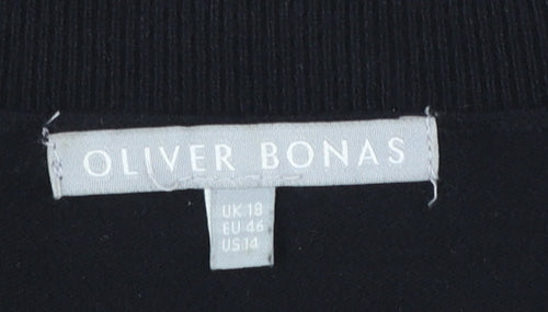 Oliver Bonas Women Black White Striped Crew Neck Pullover Jumper Size 18