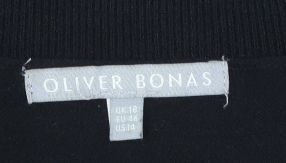 Oliver Bonas Women Black White Striped Crew Neck Pullover Jumper Size 18