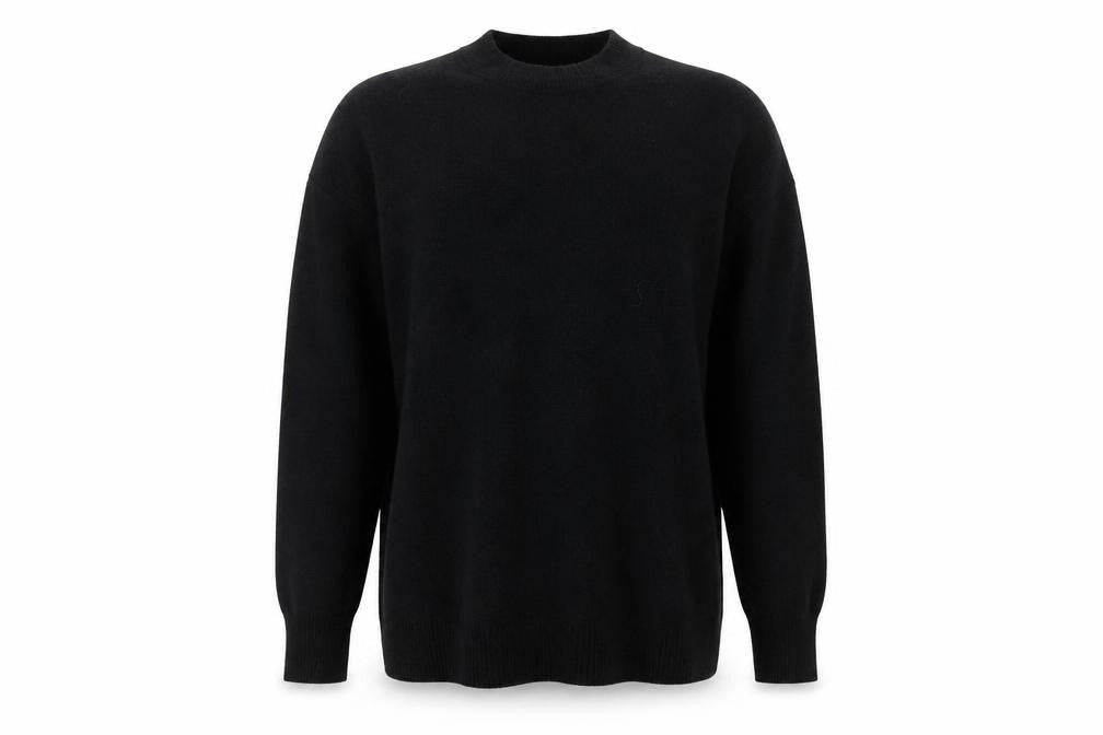 Front view of Mango Women's Black Crew Neck Knit jumper Medium