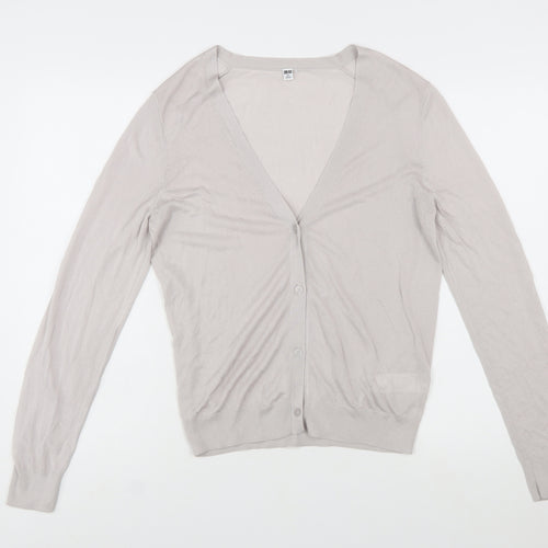 Uniqlo Women Beige V-Neck Long Sleeve Button Cardigan XL