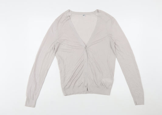 Uniqlo Women Beige V-Neck Long Sleeve Button Cardigan XL