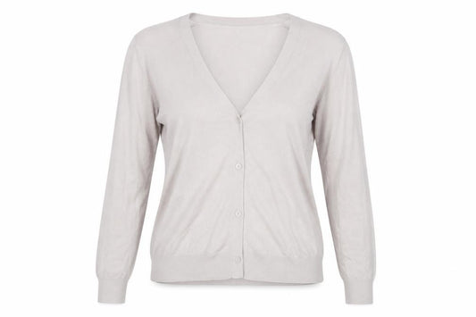 Front view of Uniqlo Women Beige V-Neck Long Sleeve Button Cardigan XL