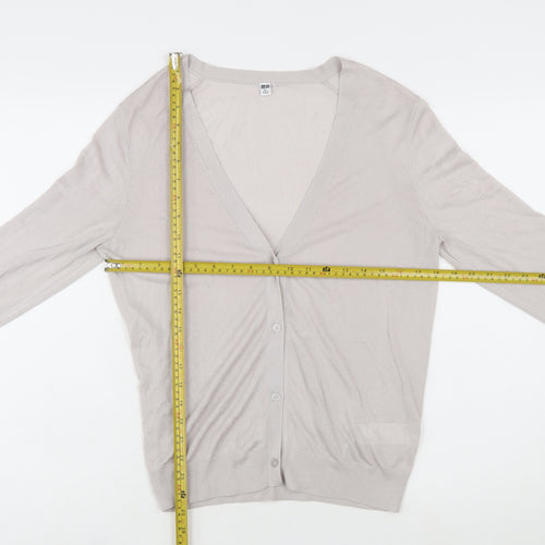 Uniqlo Women Beige V-Neck Long Sleeve Button Cardigan XL