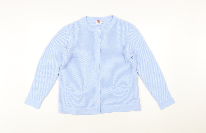 Poppy Womens Blue Size 16 Cotton Knit Cardigan Jumper