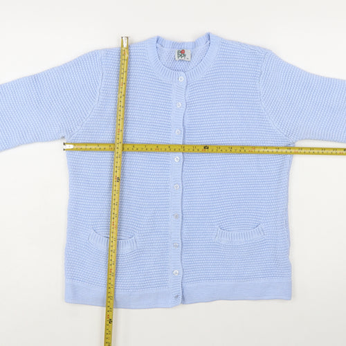 Poppy Womens Blue Size 16 Cotton Knit Cardigan Jumper