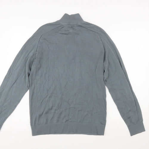 Marks and Spencer Men's Grey Cotton Modal 1/2 Zip Jumper M Regular