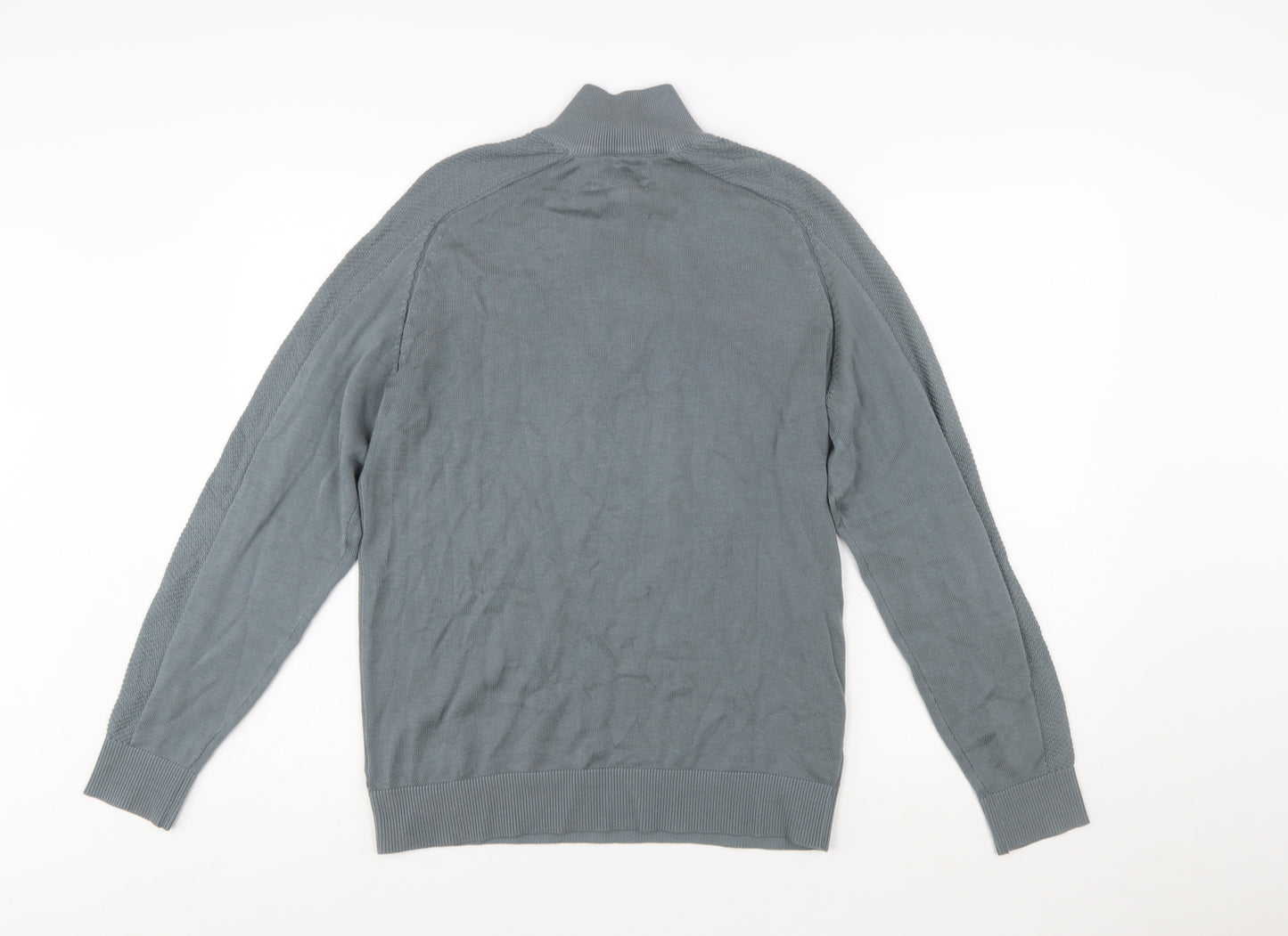 Marks and Spencer Men's Grey Cotton Modal 1/2 Zip Jumper M Regular