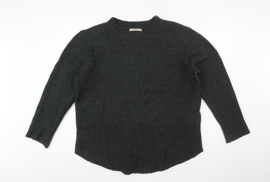 Pull & Bear Women Grey Wool Blend Crew Neck Pullover Jumper Size 12
