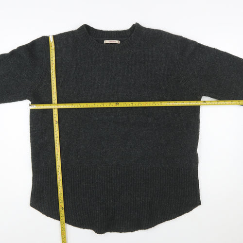 Pull & Bear Women Grey Wool Blend Crew Neck Pullover Jumper Size 12