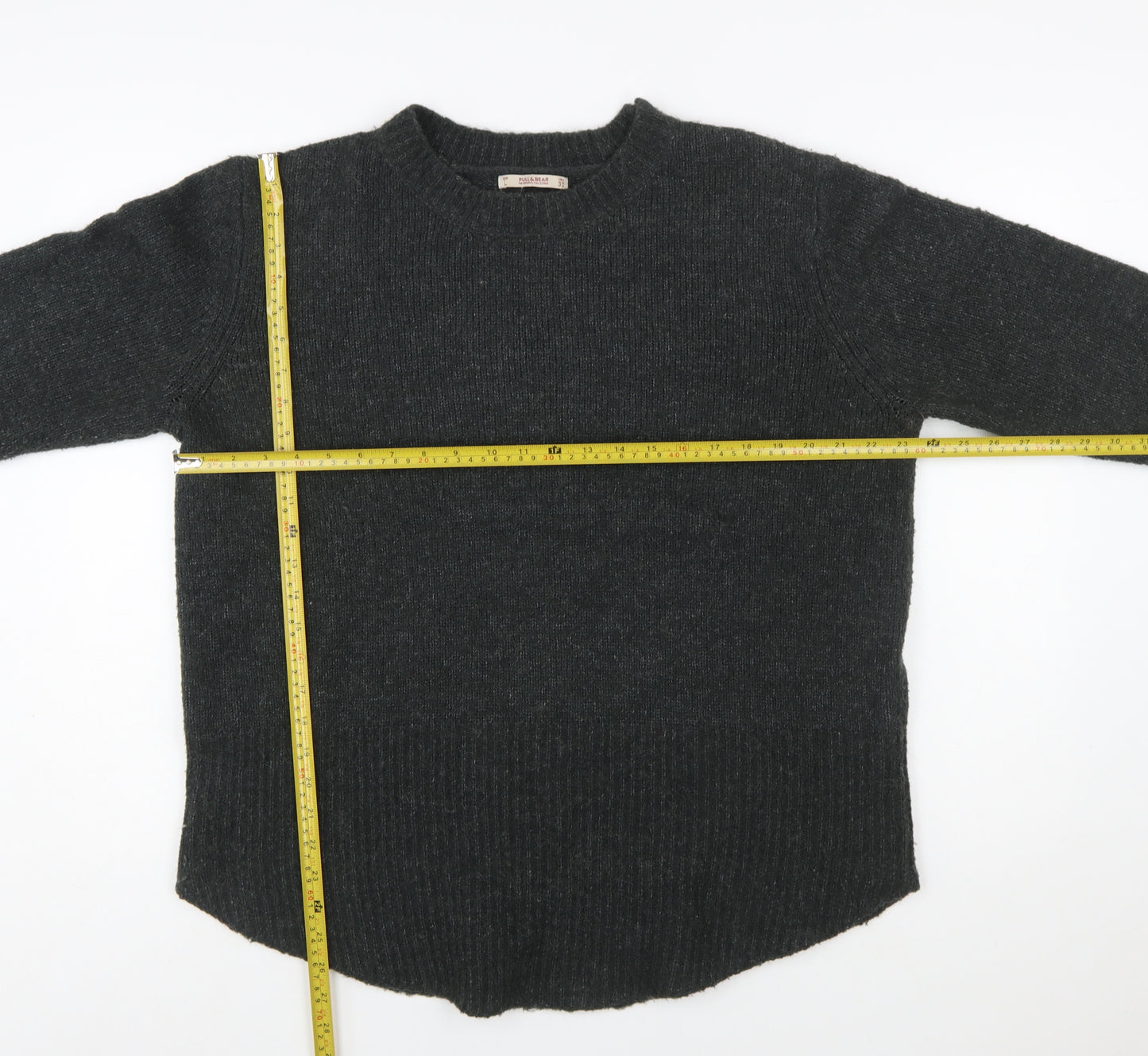 Pull & Bear Women Grey Wool Blend Crew Neck Pullover Jumper Size 12