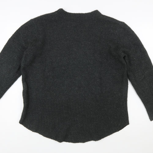 Pull & Bear Women Grey Wool Blend Crew Neck Pullover Jumper Size 12