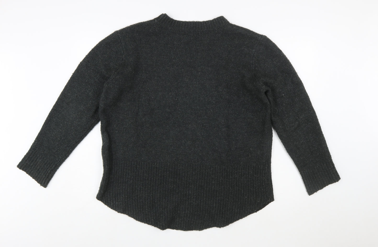 Pull & Bear Women Grey Wool Blend Crew Neck Pullover Jumper Size 12