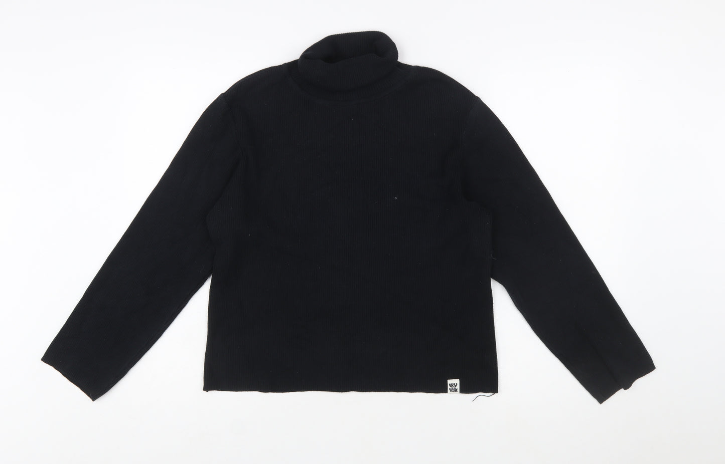 YAK Womens Black Roll Neck Long Sleeve Slim Fit Cotton Jumper Size L