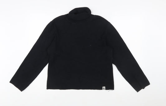 YAK Womens Black Roll Neck Long Sleeve Slim Fit Cotton Jumper Size L