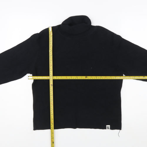 YAK Womens Black Roll Neck Long Sleeve Slim Fit Cotton Jumper Size L