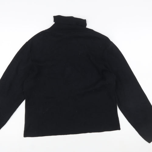 YAK Womens Black Roll Neck Long Sleeve Slim Fit Cotton Jumper Size L