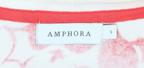 Amphora Women's Red Floral Cotton Knit Cardigan Size S