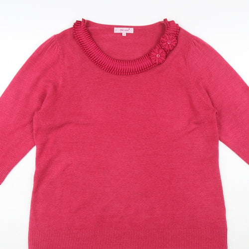 Marks and Spencer Per Una Women’s Pink 3/4 Sleeve Round Neck Jumper Size 20