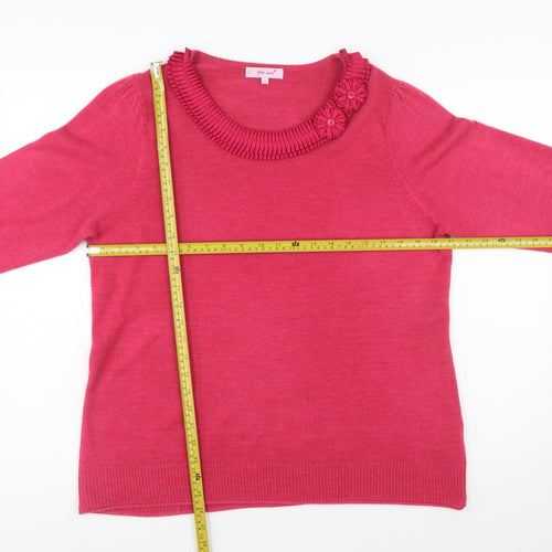 Marks and Spencer Per Una Women’s Pink 3/4 Sleeve Round Neck Jumper Size 20